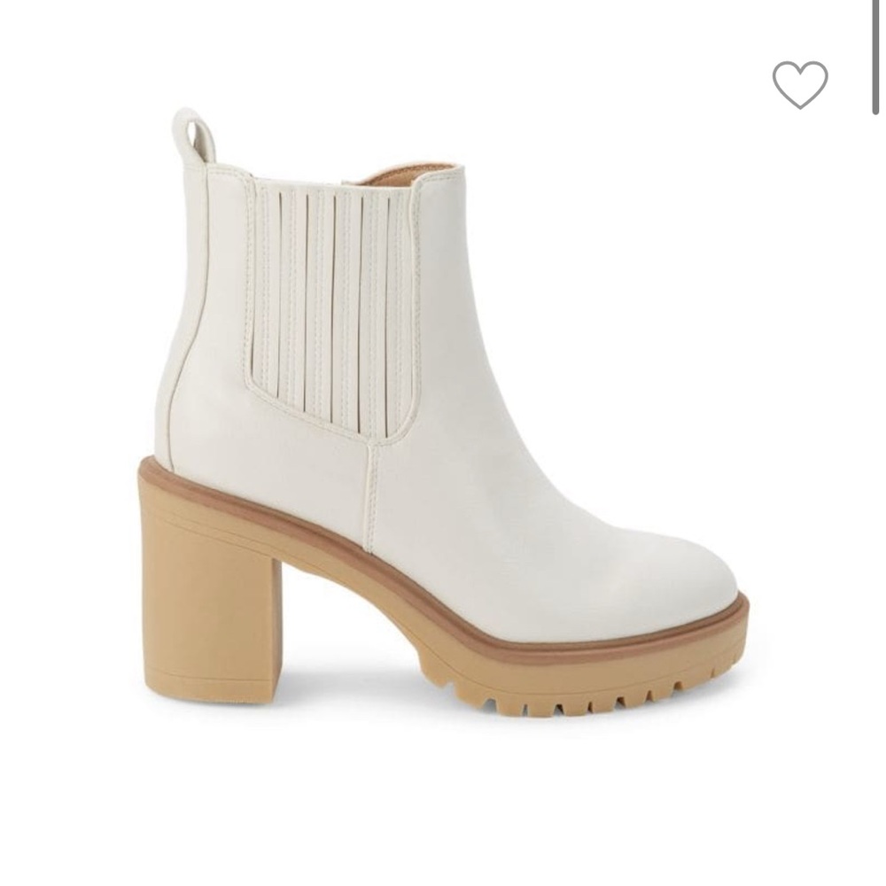 Dolce Vita Caster H2O Ivory Leather Platform Ankle Boots size 8. New!